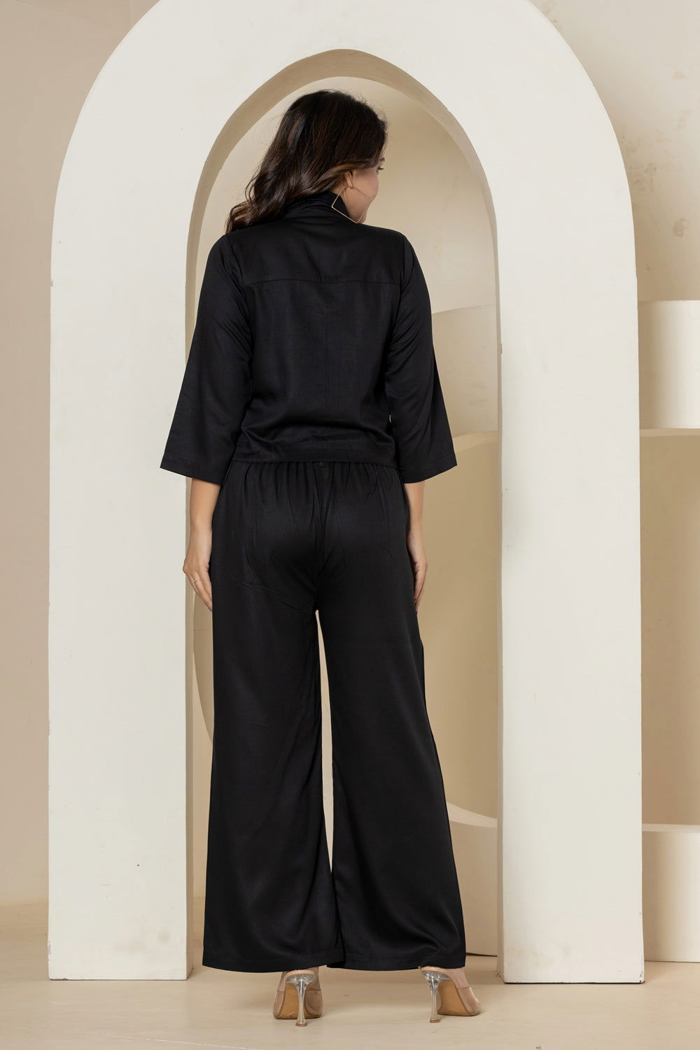 Black Luxe Cotton Co-Ord Set - Black Luxe Cotton Co-Ord Set - Black Luxe Cotton Co-Ord Set - Palla Jaipur - Palla Jaipur - Palla Jaipur