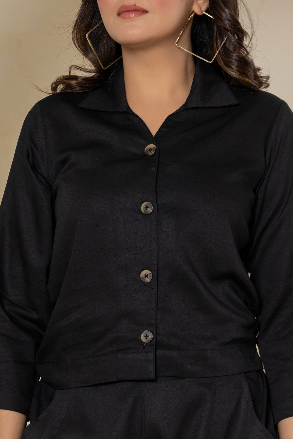Black Luxe Cotton Co-Ord Set - Black Luxe Cotton Co-Ord Set - Palla Jaipur - Palla Jaipur