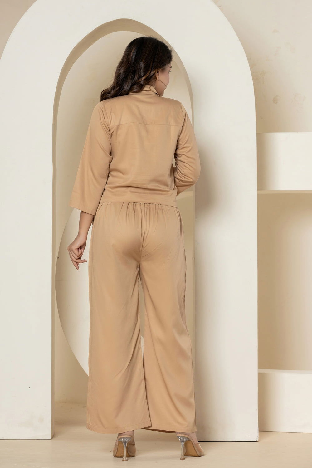 Mocha Brown Luxe Cotton Co-Ord Set - Mocha Brown Luxe Cotton Co-Ord Set - Palla Jaipur - Palla Jaipur