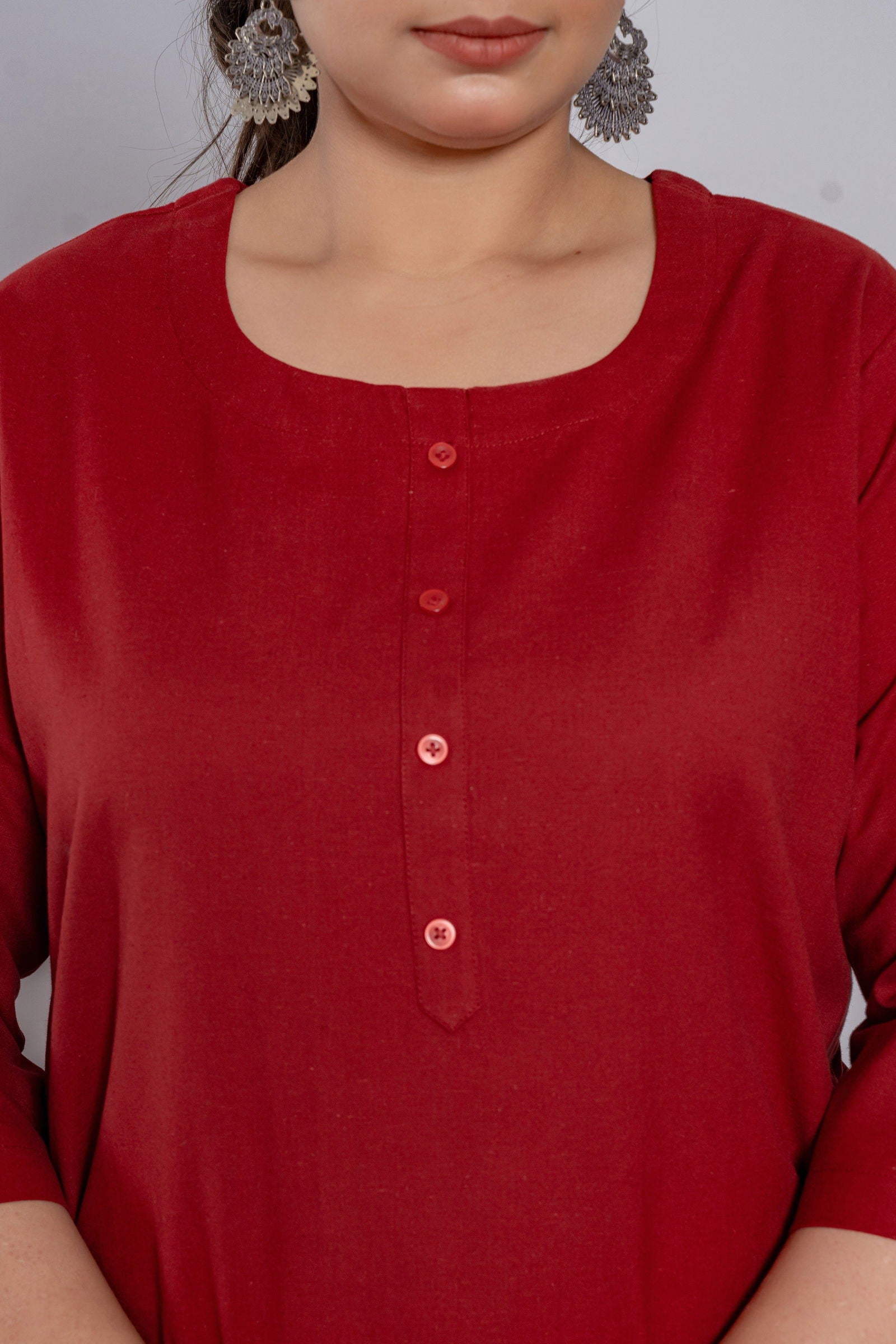 Plus Size Maroon Long Kurta - Plus Size Maroon Long Kurta - Palla Jaipur - Palla Jaipur
